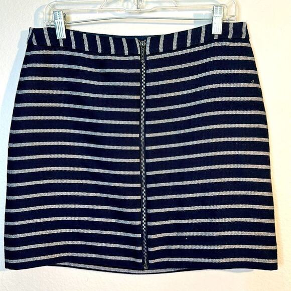 The Limited Navy & Silver Mini Skirt with Zipper Front Size 8 - Picture 1 of 13